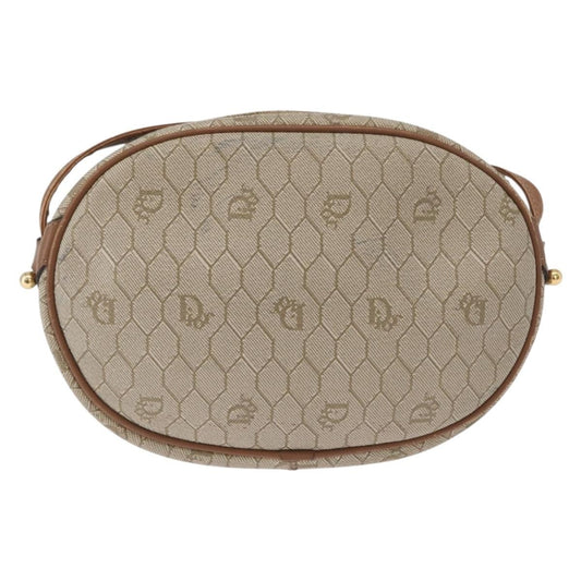 Christian Dior Vintage Honeycomb Shoulder Bag Canvas and Leather, BEIGE, CANVAS, Shoulder bag