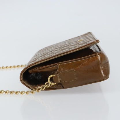 Bally Vintage Chain Shoulder Bag Quilted Patent leather, BROWN, PATENT_LEATHER, Shoulder bag
