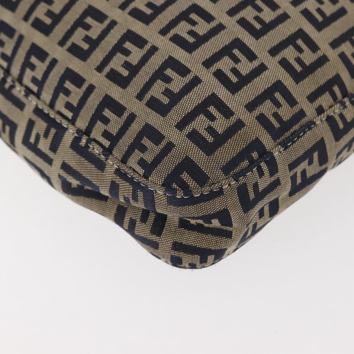 Fendi Belted Flap Shoulder Bag Zucchino Coated Canvas, NAVY, CANVAS, Shoulder bag