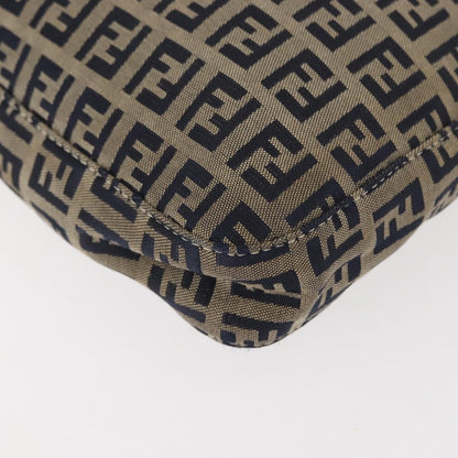 Fendi Belted Flap Shoulder Bag Zucchino Coated Canvas, NAVY, CANVAS, Shoulder bag