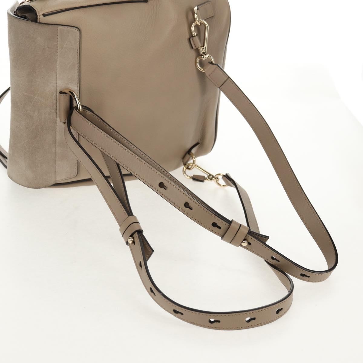 Chloe Faye Backpack Leather and Suede, BEIGE, LEATHER, Backpack