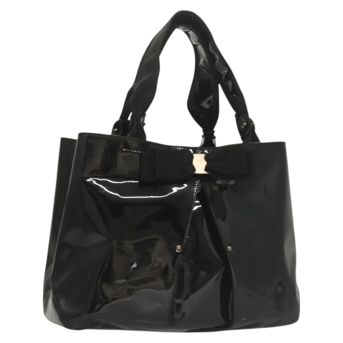 Salvatore Ferragamo Vala Handbag Patent leather, BLACK, PATENT_LEATHER, Handbag