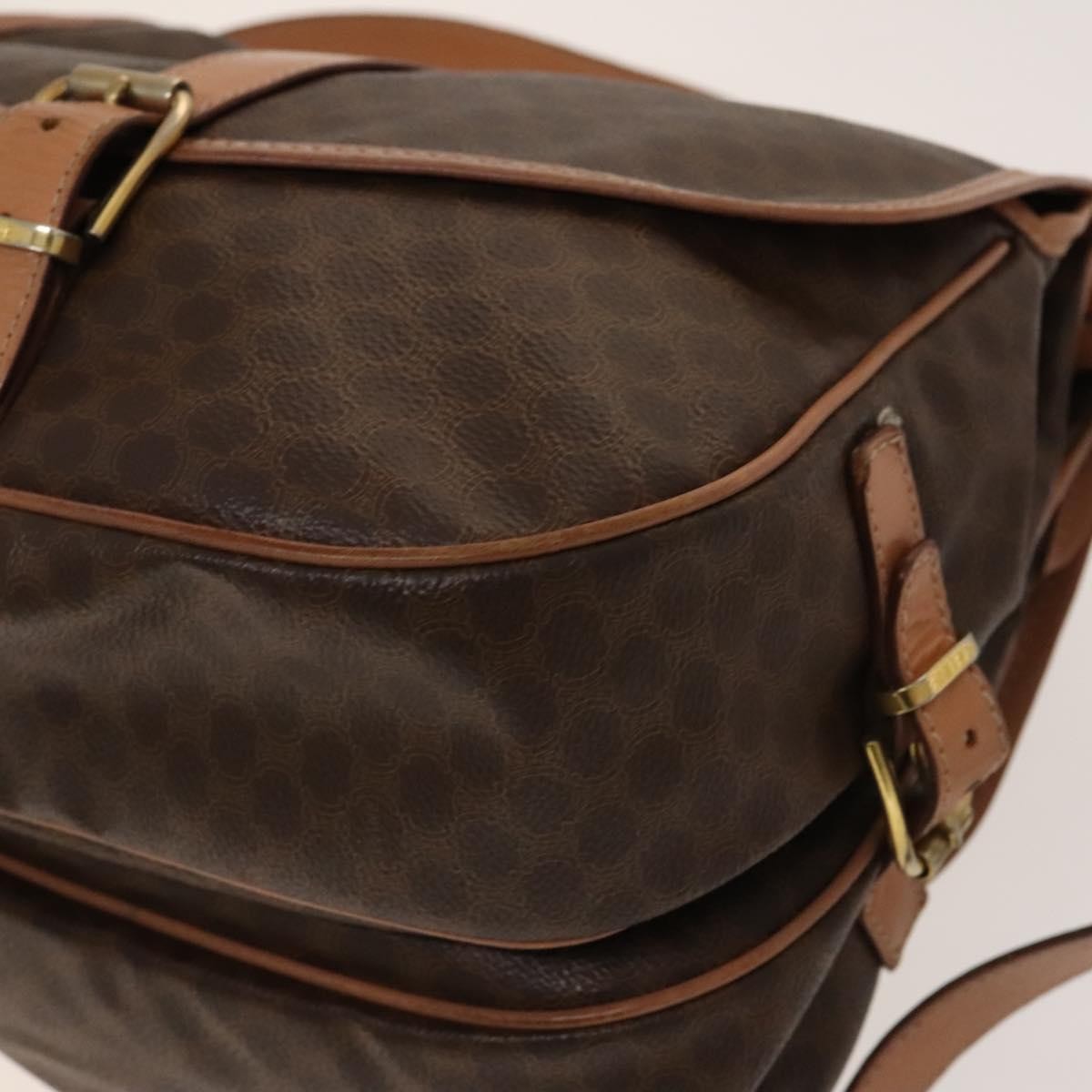 Celine Vintage Macadam Shoulder Bag Canvas, BROWN, CANVAS, Shoulder bag