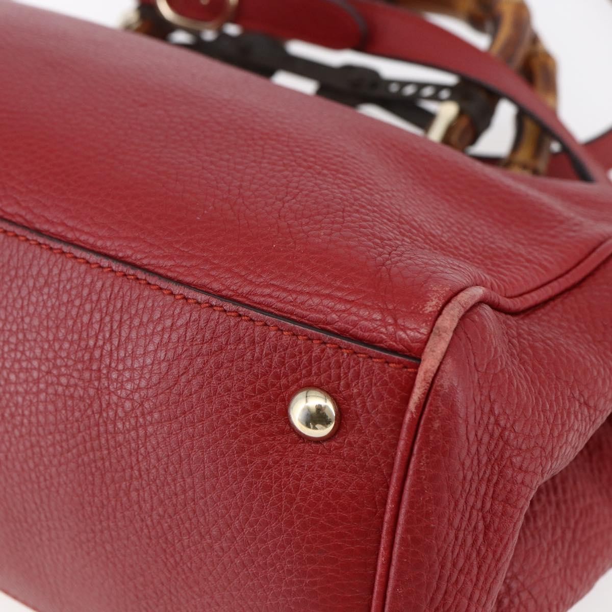 Gucci Bamboo Shopper Tote Leather, RED, LEATHER, Tote bag