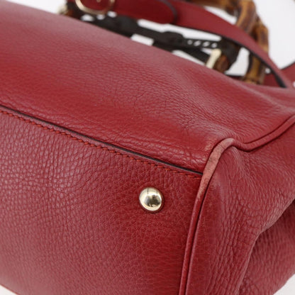 Gucci Bamboo Shopper Tote Leather, RED, LEATHER, Tote bag
