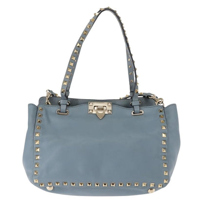 Valentino Garavani Rockstud Tote Soft Leather, BLUE, LEATHER, Tote bag