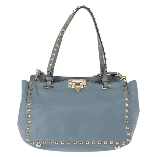 Valentino Garavani Rockstud Tote Soft Leather, BLUE, LEATHER, Tote bag