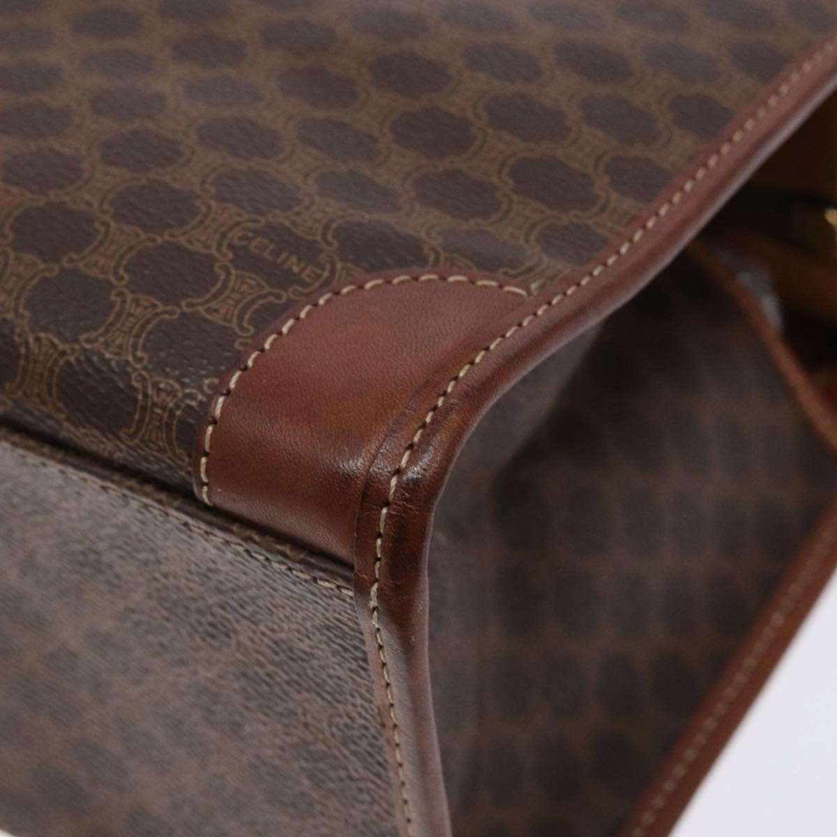 Celine Macadam Handbag Macadam with leather, BROWN, CANVAS, Handbag