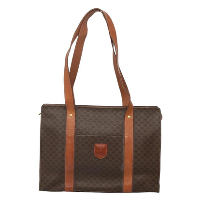 Celine Vintage Macadam Shopper Tote Coated Canvas, BROWN, CANVAS, Tote bag