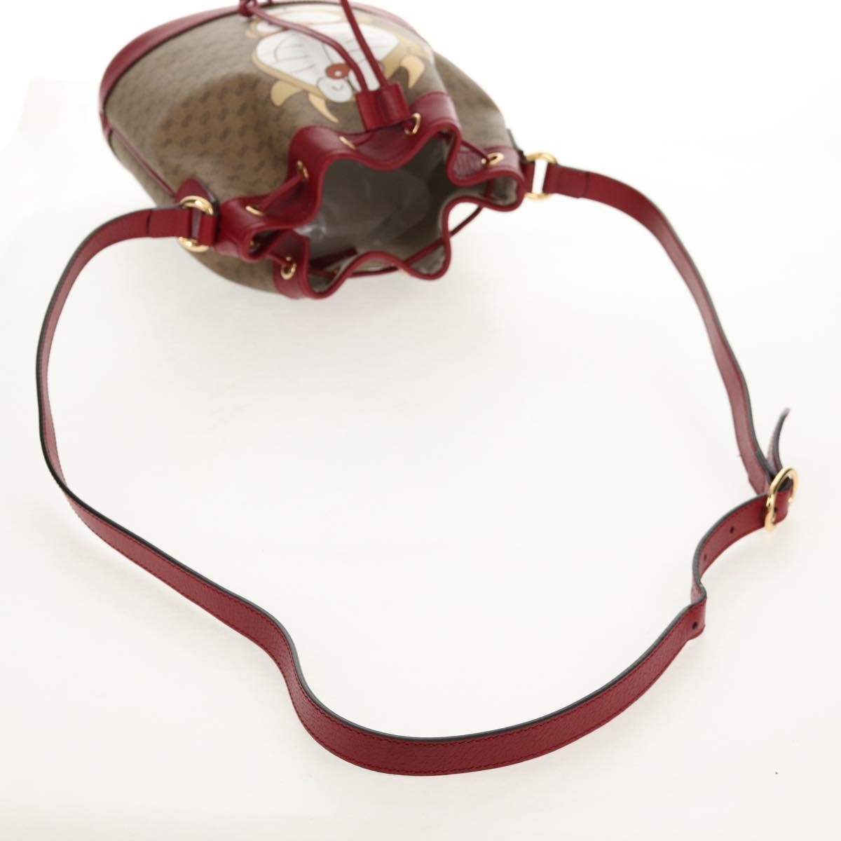 Gucci Doraemon Bucket Bag Printed Mini GG Coated Canvas, BEIGE, PVC, Shoulder bag