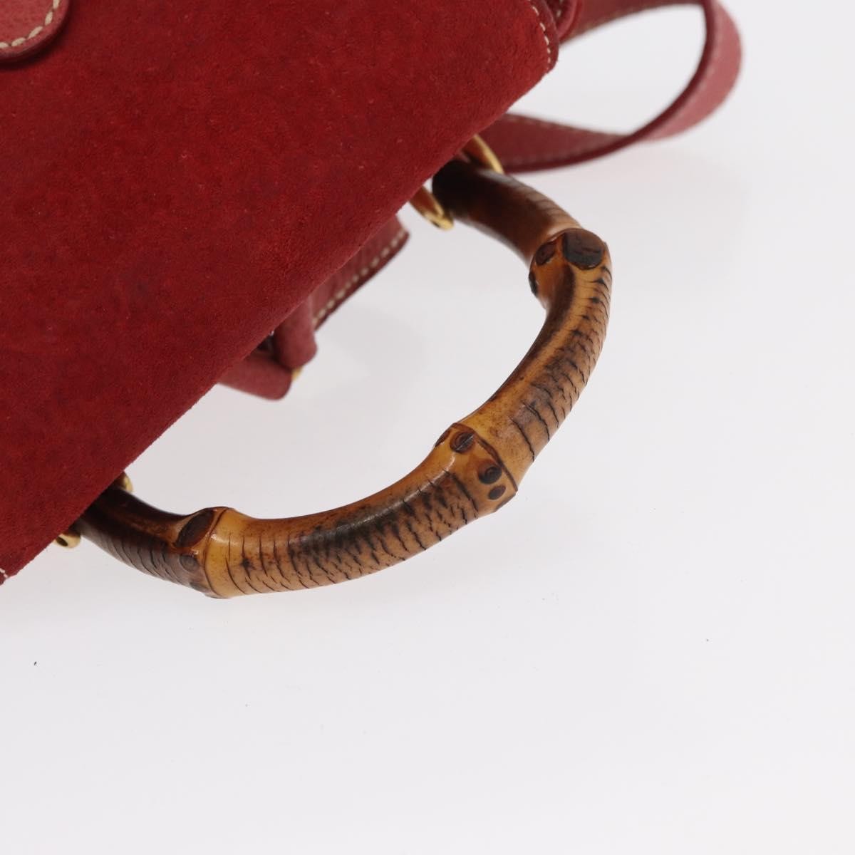 Gucci Vintage Bamboo Backpack Suede, RED, SUEDE, Backpack