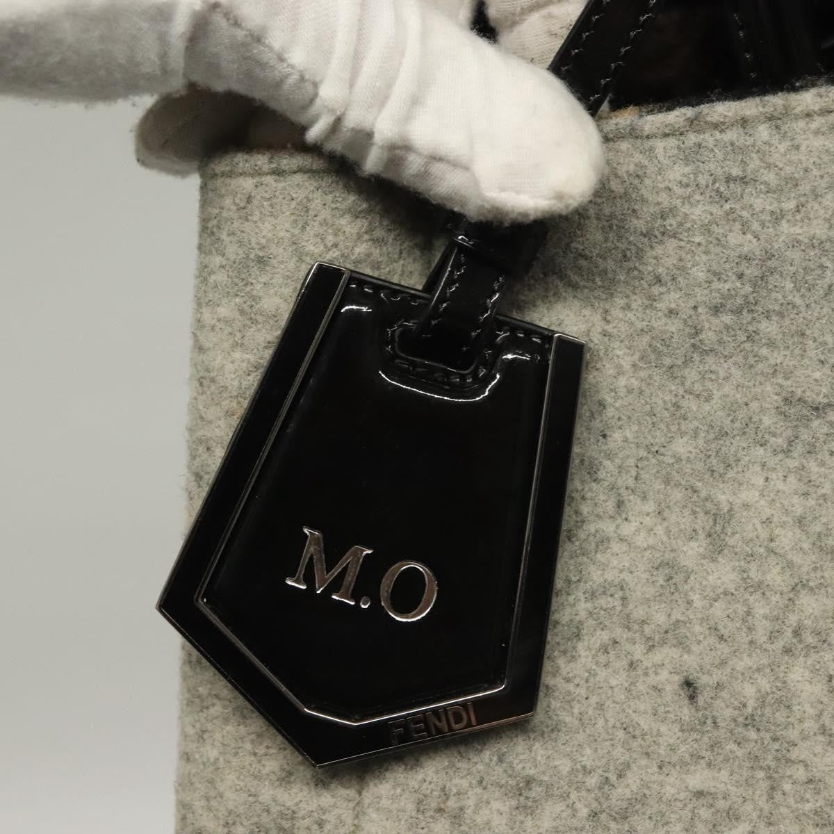 Fendi 2Jours Bag Felted Wool and Astrakhans, GRAY, WOOL, Tote bag