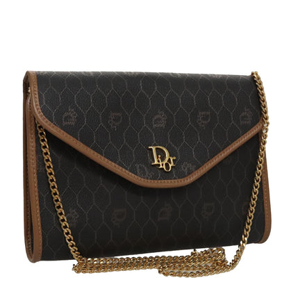 Christian Dior Vintage Honeycomb chain Canvas, BLACK, CANVAS, Shoulder bag