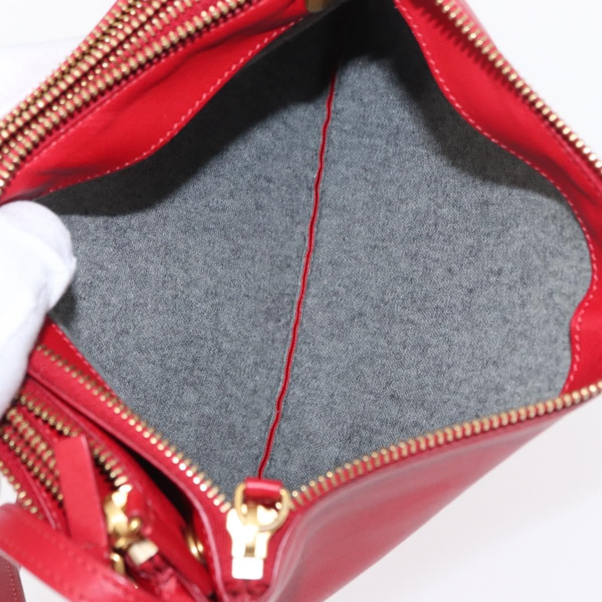 Celine Trio Crossbody Bag Leather, RED, LEATHER, Shoulder bag