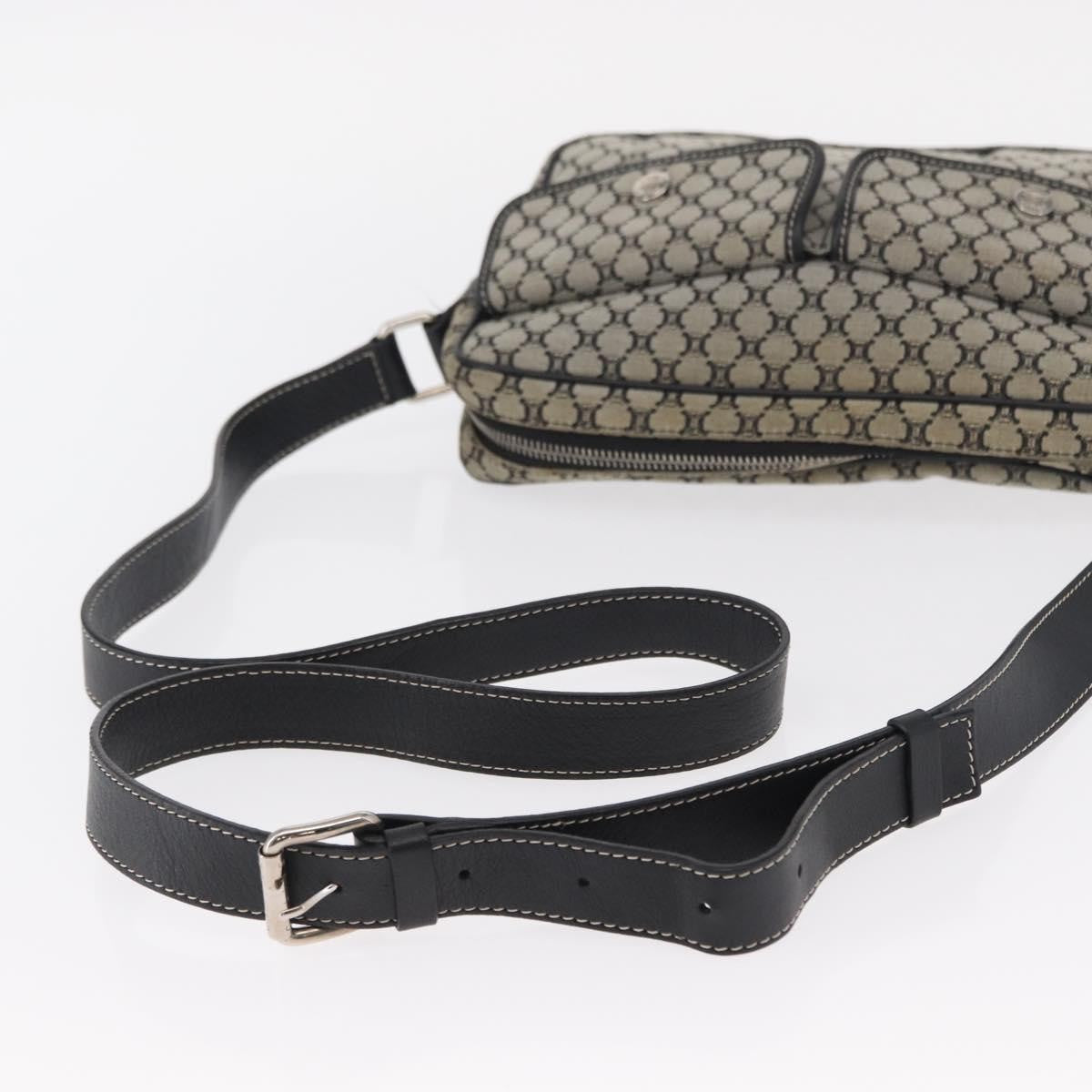 Celine Vintage Macadam Shoulder Bag Canvas and Leather, GRAY, CANVAS, Shoulder bag