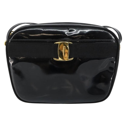 Salvatore Ferragamo Vala Shoulder Bag Patent Leather, BLACK, PATENT_LEATHER, Shoulder bag