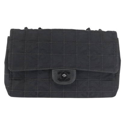 Chanel Travel Line Flap Bag Nylon, BLACK, NYLON, Travel bag