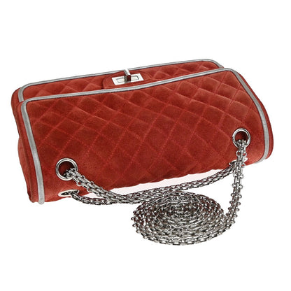 Chanel Reissue 2.55 Flap Bag Quilted Suede with Metallic Calfskin, RED, SUEDE, Shoulder bag
