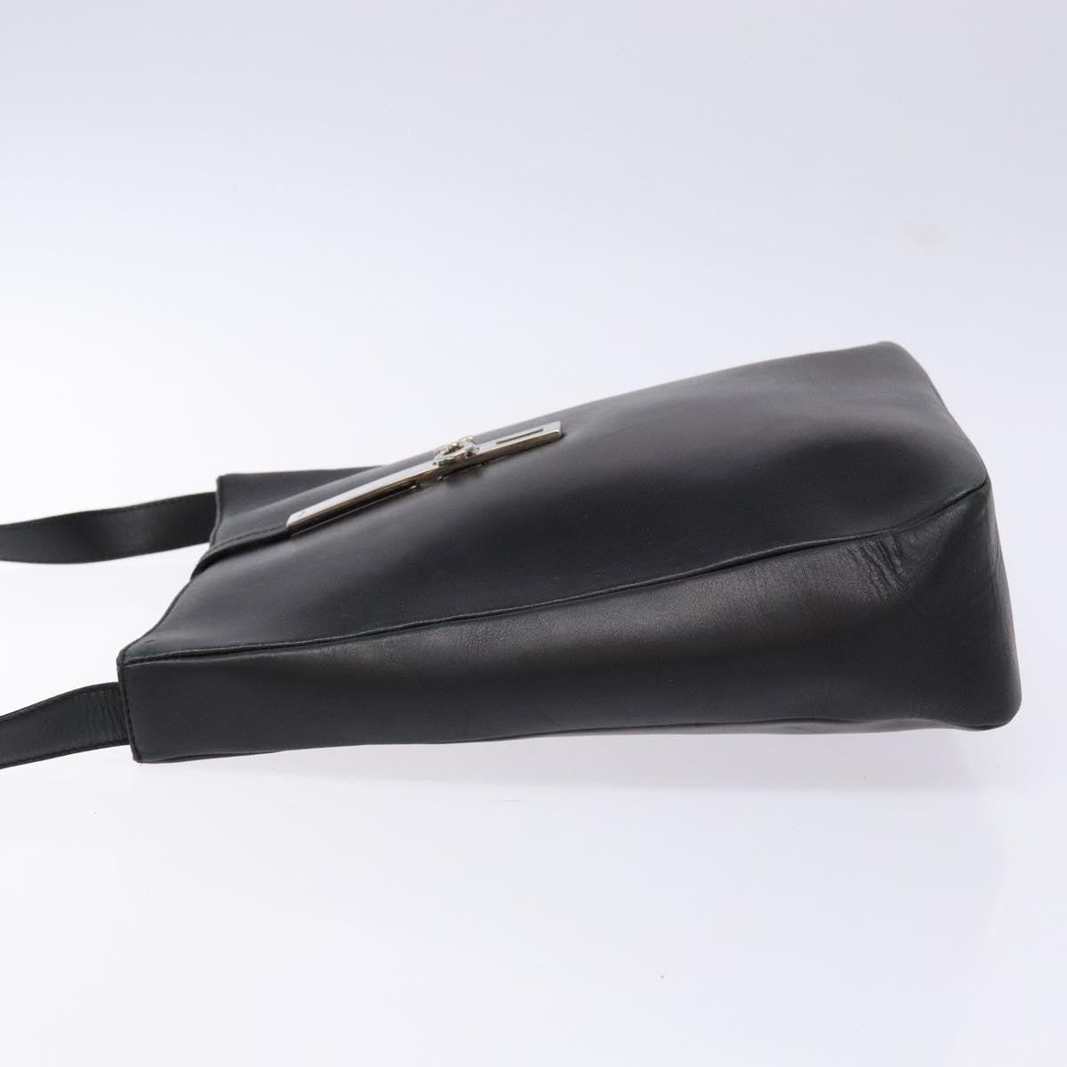 Salvatore Ferragamo Gancini Shoulder Bag Leather, BLACK, LEATHER, Shoulder bag