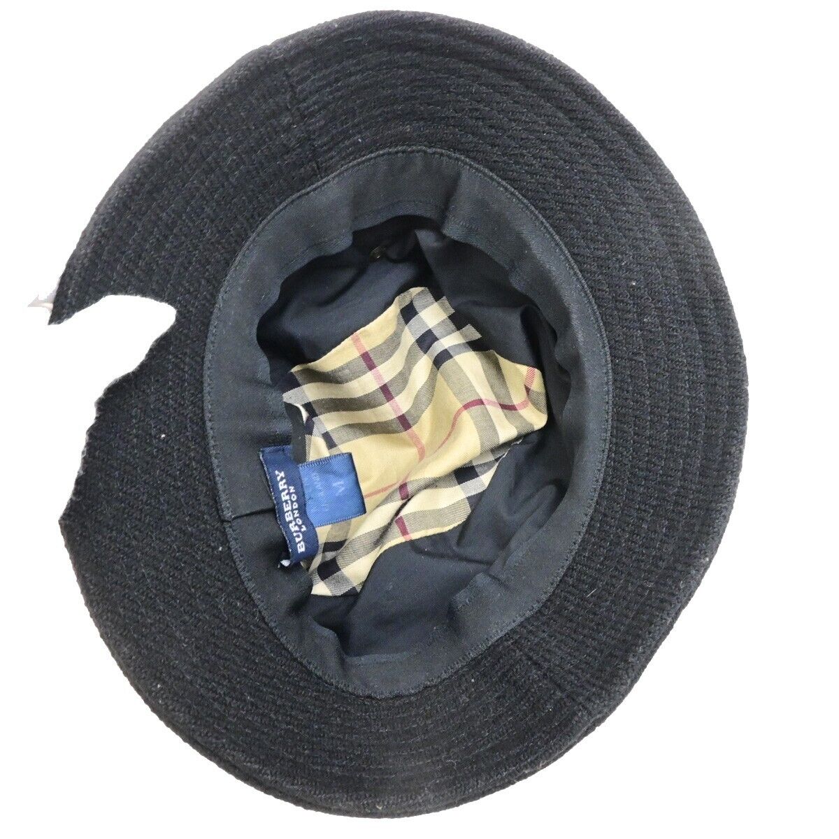 Burberry Nova Check Bucket Hat Wool Cotton, BLACK, WOOL, Head accessory
