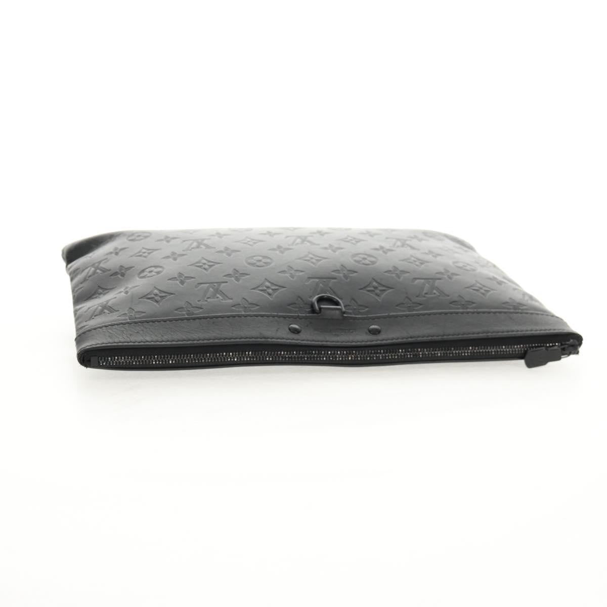 Louis Vuitton Discovery Pochette Monogram Shadow Leather, BLACK, LEATHER, Clutche & pouche