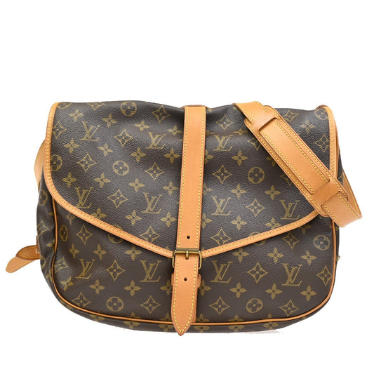 Louis Vuitton Saumur Handbag Monogram Canvas, BROWN, CANVAS, Shoulder bag