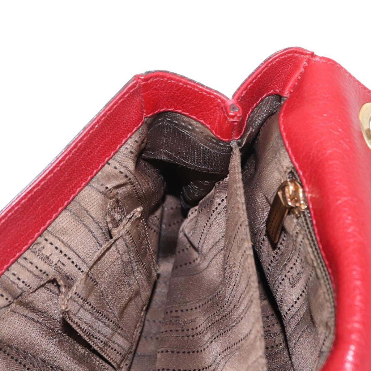 Salvatore Ferragamo Gancini Shoulder Bag Leather, RED, LEATHER, Shoulder bag