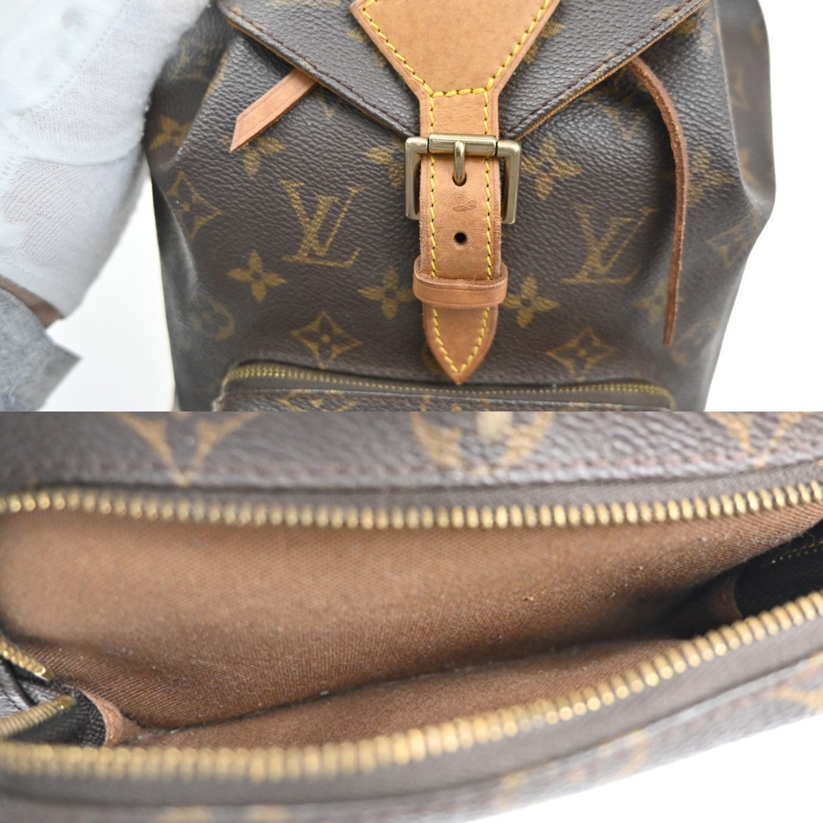Louis Vuitton Montsouris Backpack Monogram Canvas, BROWN, LEATHER, Backpack