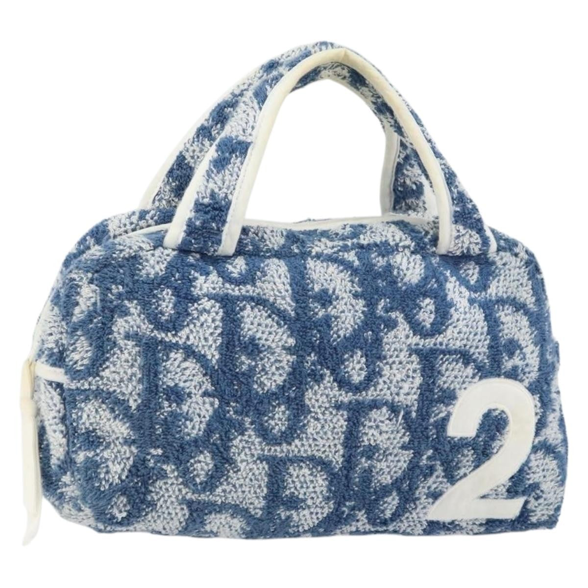 Christian Dior Vintage Trotter Handbag Canvas, BLUE, CANVAS, Handbag