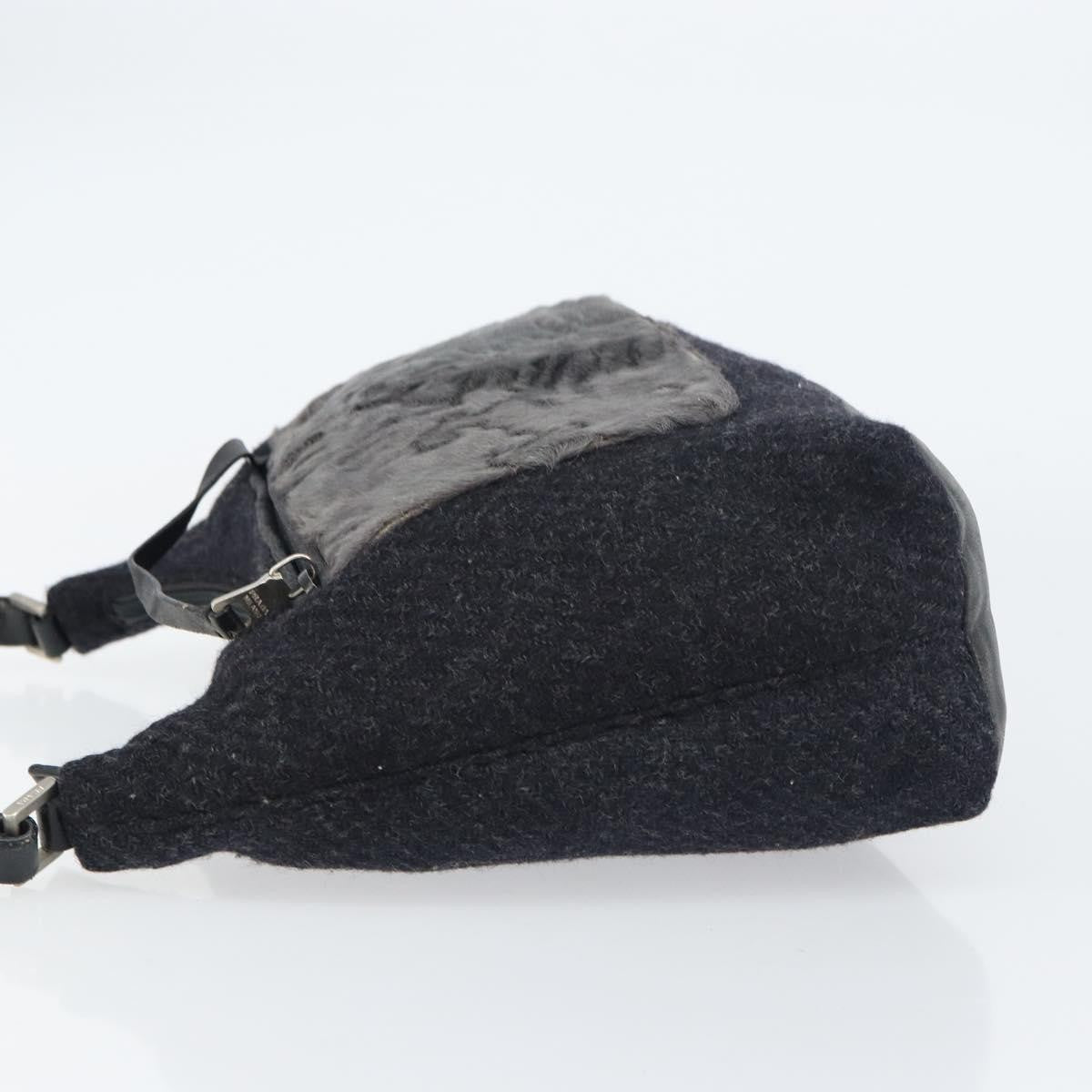 Prada Vintage Shoulder Bag Wool, BLACK, WOOL, Shoulder bag