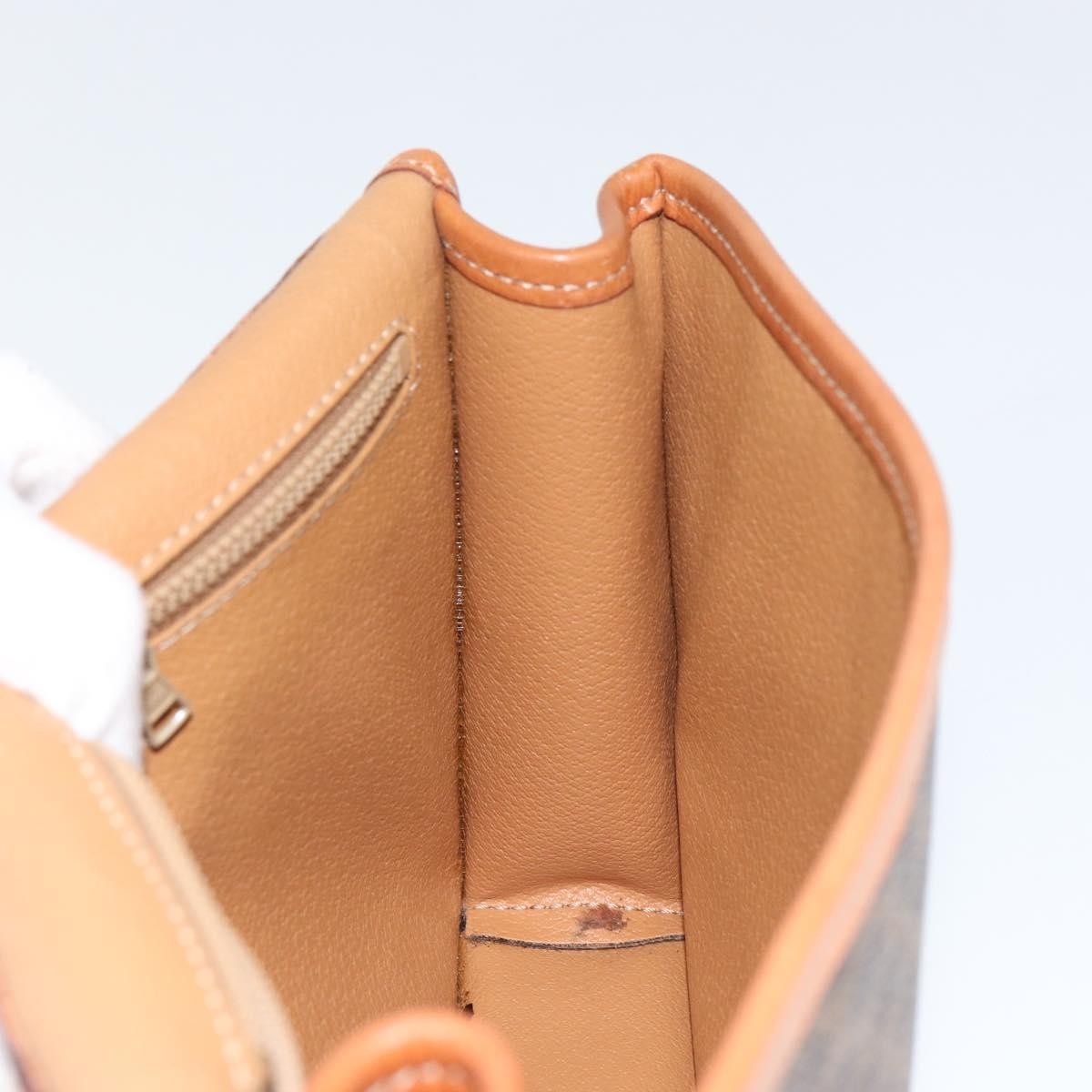 Celine Vintage Macadam Circle Logo Shoulder Bag Canvas and Leather, BROWN, CANVAS, Shoulder bag