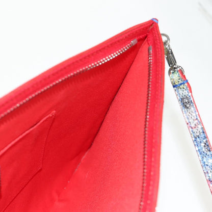 Christian Louboutin Loubiclutch Spiked Printed Leather, RED, CANVAS, Shoulder bag