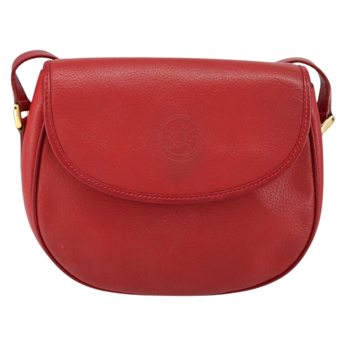 Gucci Vintage Flap Shoulder Bag Leather, RED, LEATHER, Shoulder bag