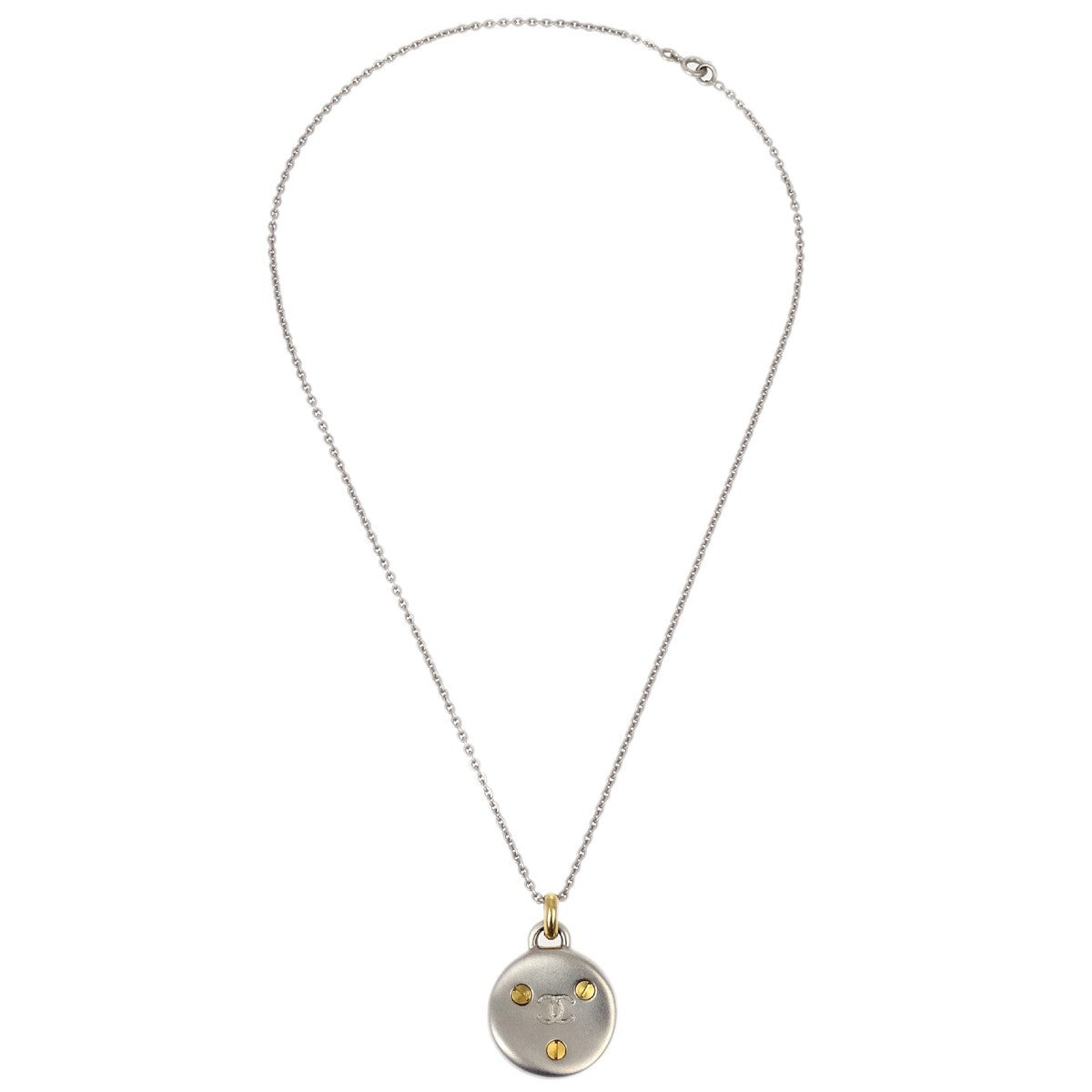 Chanel Medallion Pendant Necklace Metal, SILVER, SILVER_PLATED, Necklace