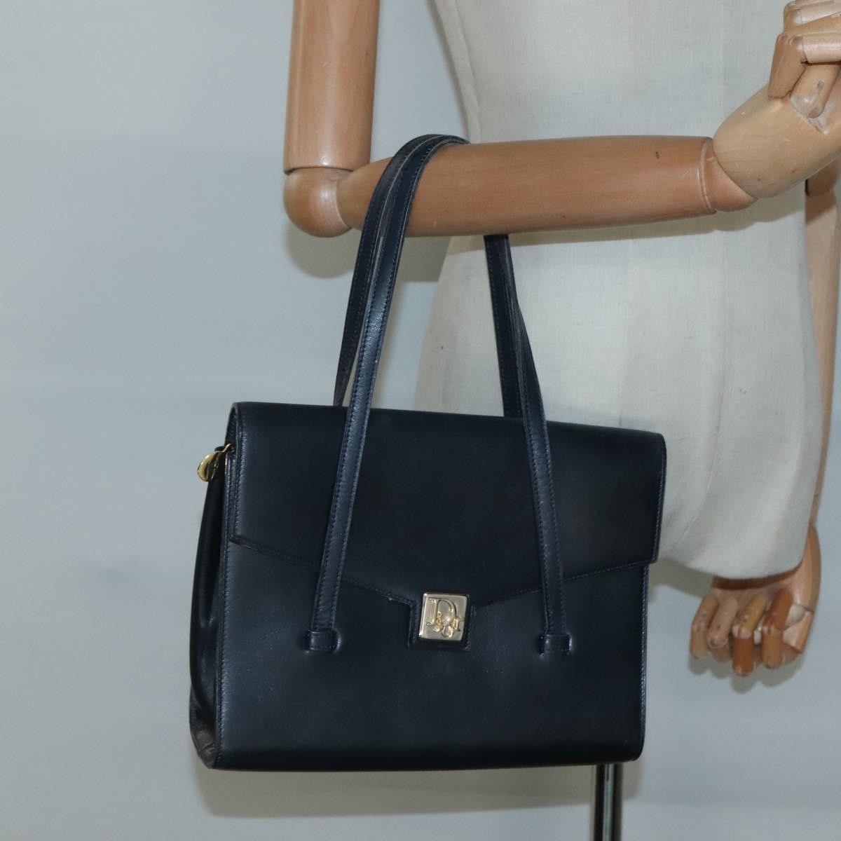 Christian Dior Vintage Handbag Leather, NAVY, LEATHER, Handbag