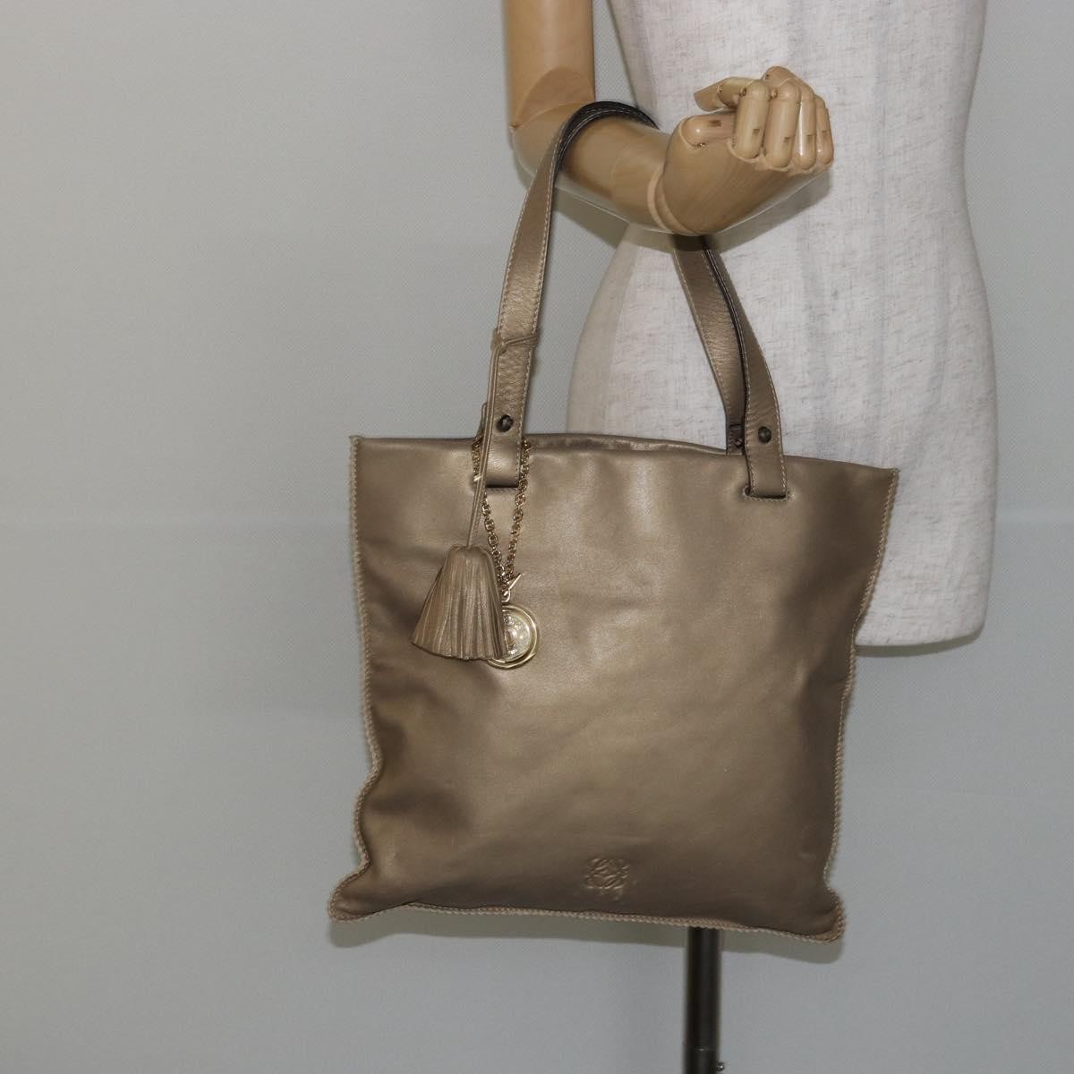 Loewe Anagram Tote Leather, GOLD, LEATHER, Tote bag