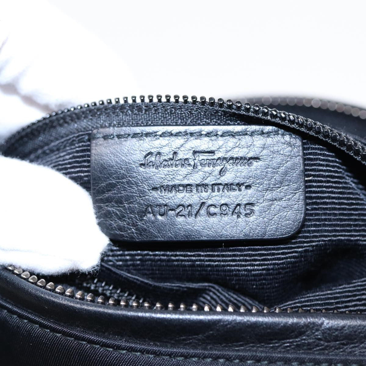 Salvatore Ferragamo Vintage Chain Shoulder Bag Nylon, BLACK, NYLON, Shoulder bag