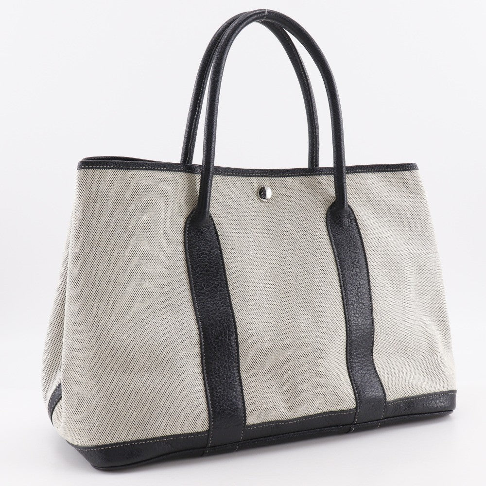 Hermes Garden Party Tote Toile and Leather, GRAY, CANVAS, Tote bag