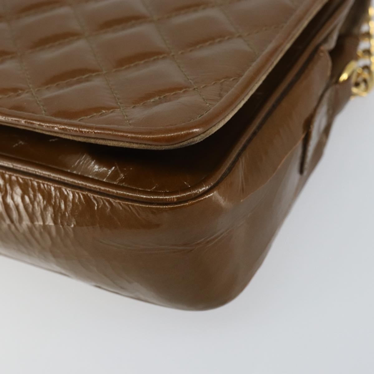 Bally Vintage Chain Shoulder Bag Quilted Patent leather, BROWN, PATENT_LEATHER, Shoulder bag