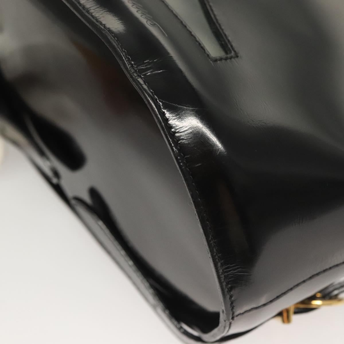 Salvatore Ferragamo Vintage Gancini Backpack Patent Leather, BLACK, PATENT_LEATHER, Backpack