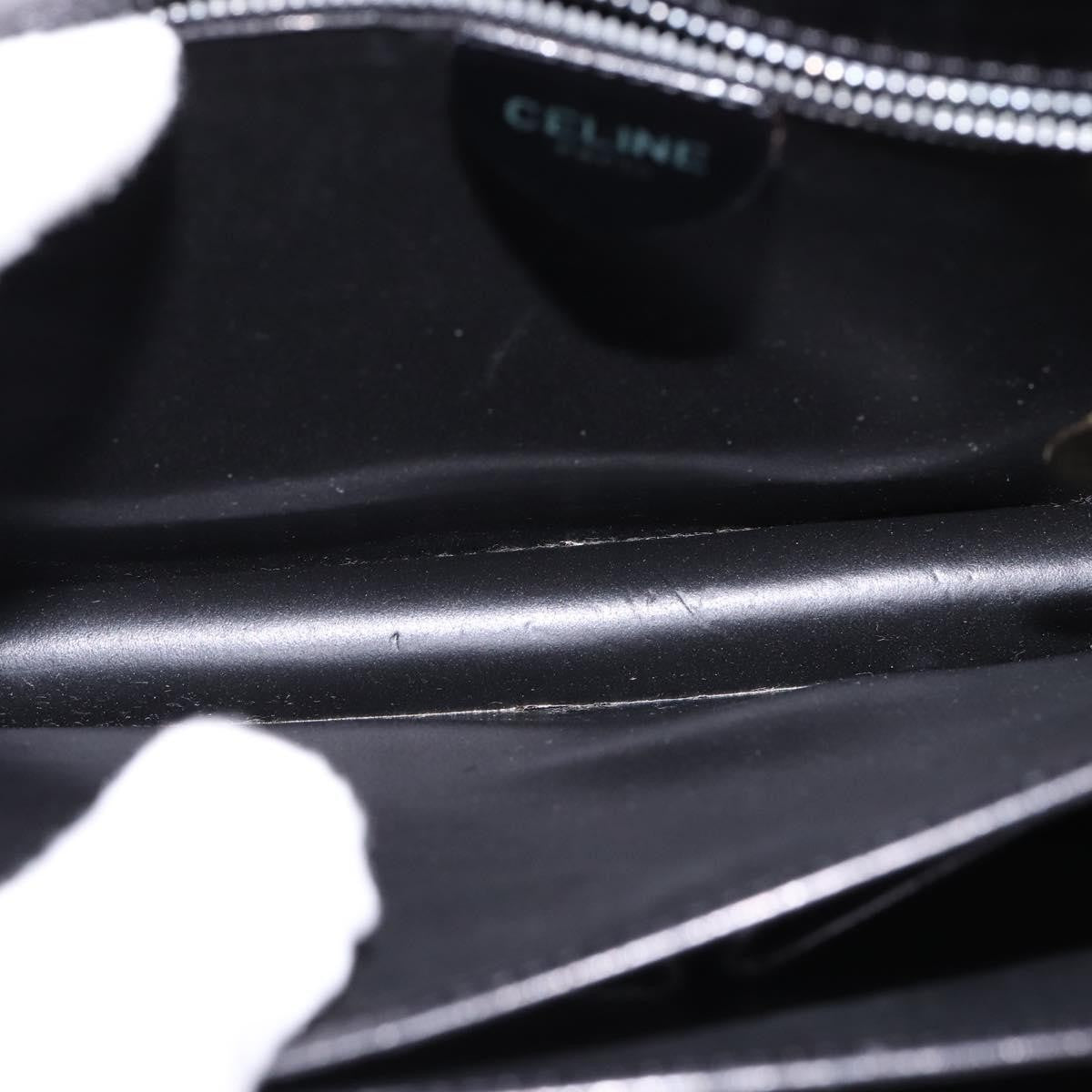 Celine Flap Shoulder Bag Leather, BLACK, LEATHER, Shoulder bag