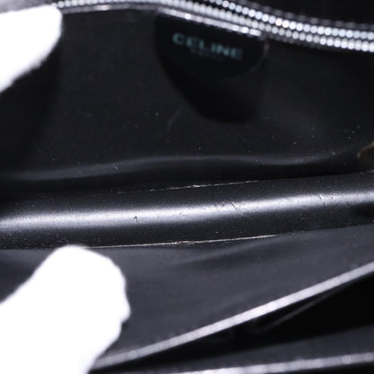 Celine Flap Shoulder Bag Leather, BLACK, LEATHER, Shoulder bag