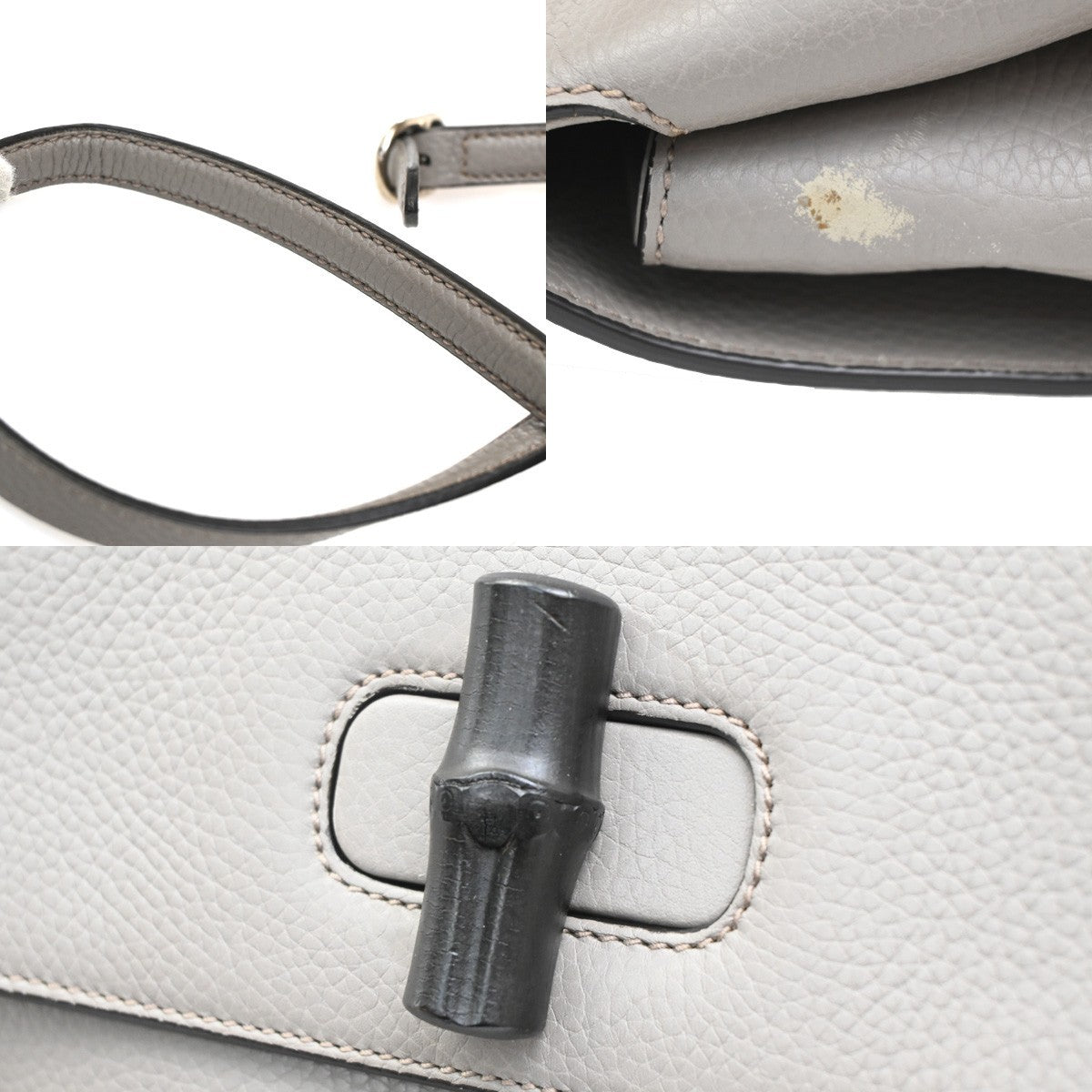 Gucci Bamboo Daily Top Handle Bag Leather, Gray, Leather, Shoulder Bag