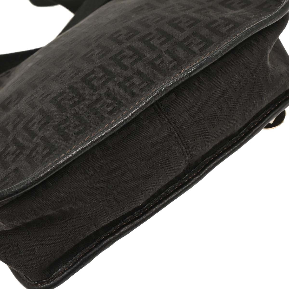 Fendi Vintage F Charm Messenger Bag Zucchino Canvas, BLACK, CANVAS, Shoulder bag