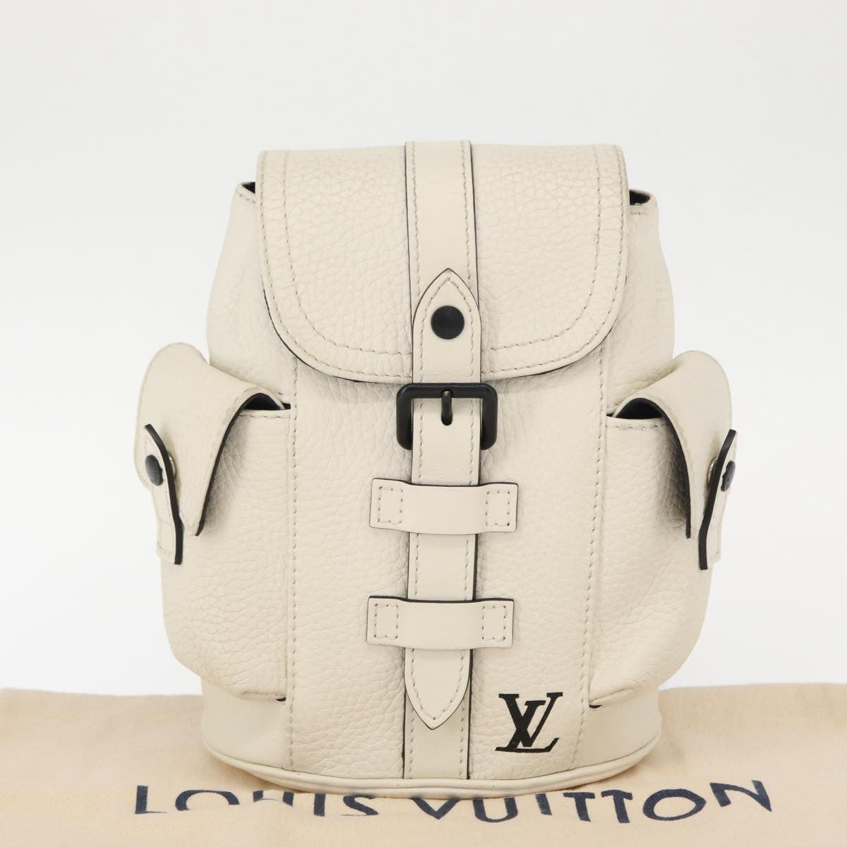 Louis Vuitton Christopher Backpack Taurillon Leather, WHITE, LEATHER, Shoulder bag
