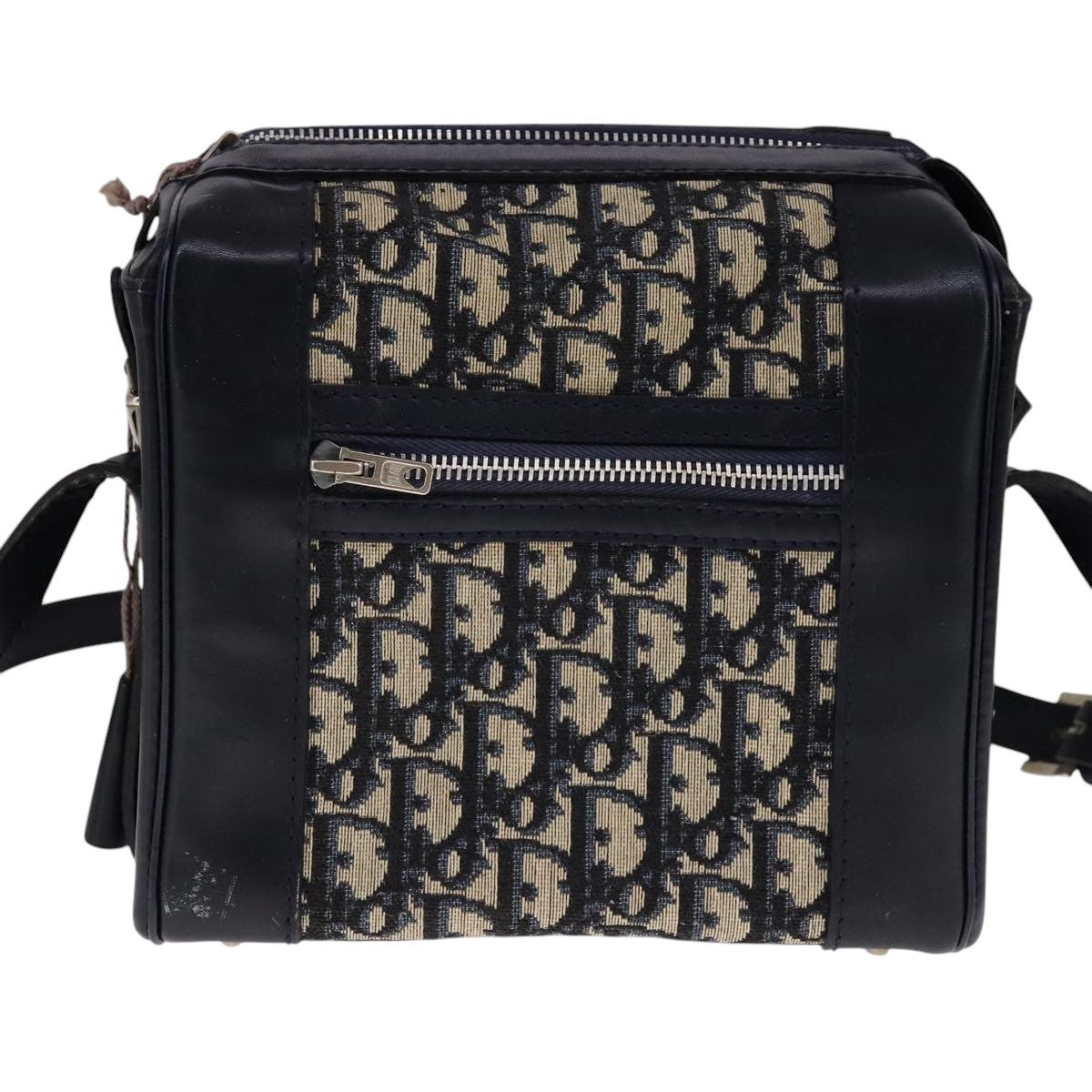 Christian Dior Trotter Oblique canvas et cuir, NAVY, CANVAS, Shoulder bag