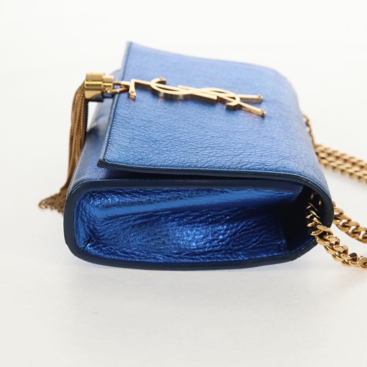 Saint Laurent Classic Monogram Tassel Crossbody Bag Leather, BLUE, LEATHER, Shoulder bag