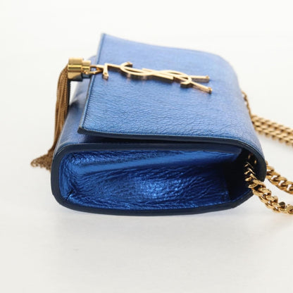 Saint Laurent Classic Monogram Tassel Crossbody Bag Leather, BLUE, LEATHER, Shoulder bag