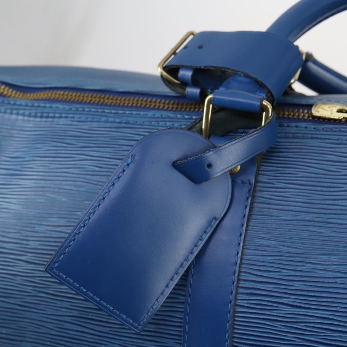 Louis Vuitton Keepall Bag Epi Leather, BLUE, LEATHER, Travel bag