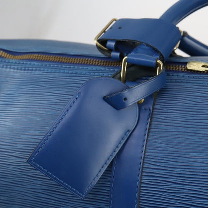 Louis Vuitton Keepall Bag Epi Leather, BLUE, LEATHER, Travel bag